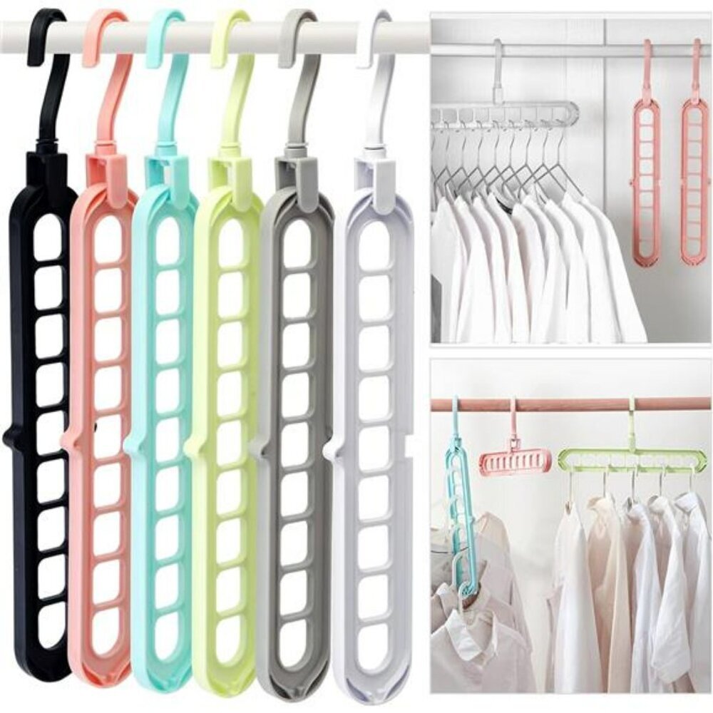 Magic Space Saving Hangers Set of 6 Closet Organizer with 9 Hole Hooks